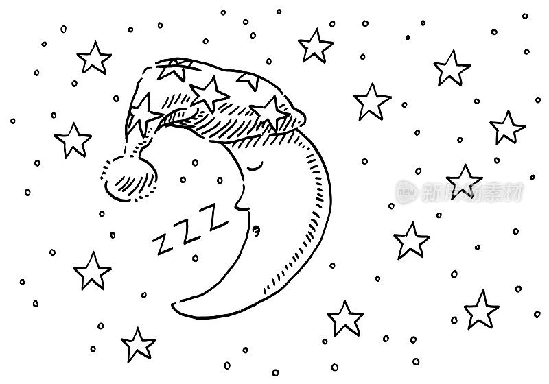 Sleepyhead Moon Night Sky Drawing